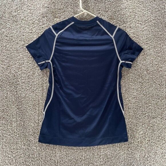 Nike Shirt Womens Small Blue V Neck Athleisure Running Gym Logo Dri Fit Logo - Picture 10 of 11